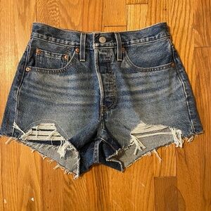 Levi's Blue Distressed Jean Shorts